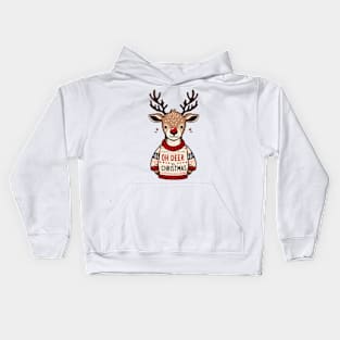 Oh Deer, It’s Christmas! Reindeer Sweater Design Kids Hoodie